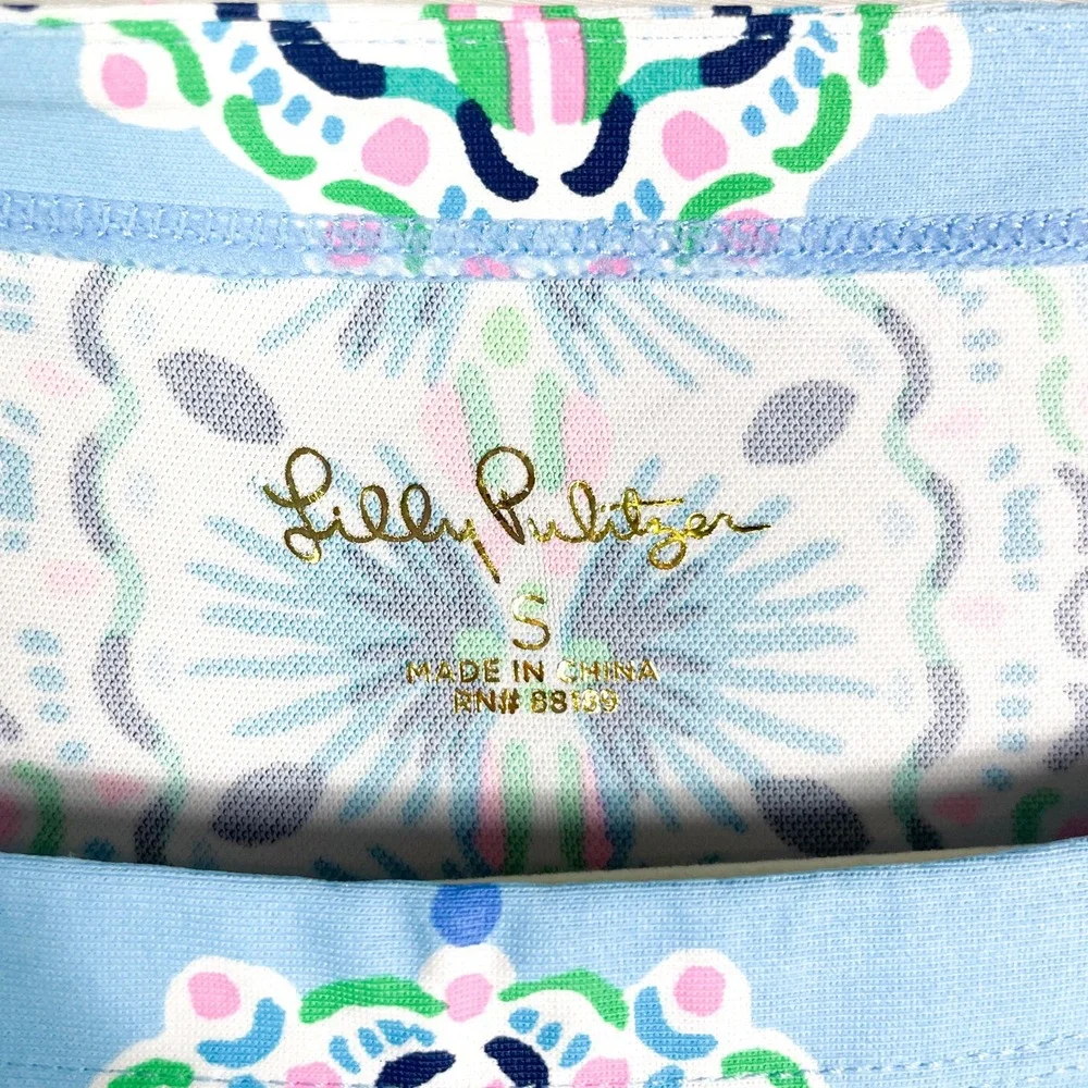 Lilly Pulitzer Seralina UPF 50 Maxi Dress Frenchie Blue Mosaic Shells Sz S - Picture 7 of 11